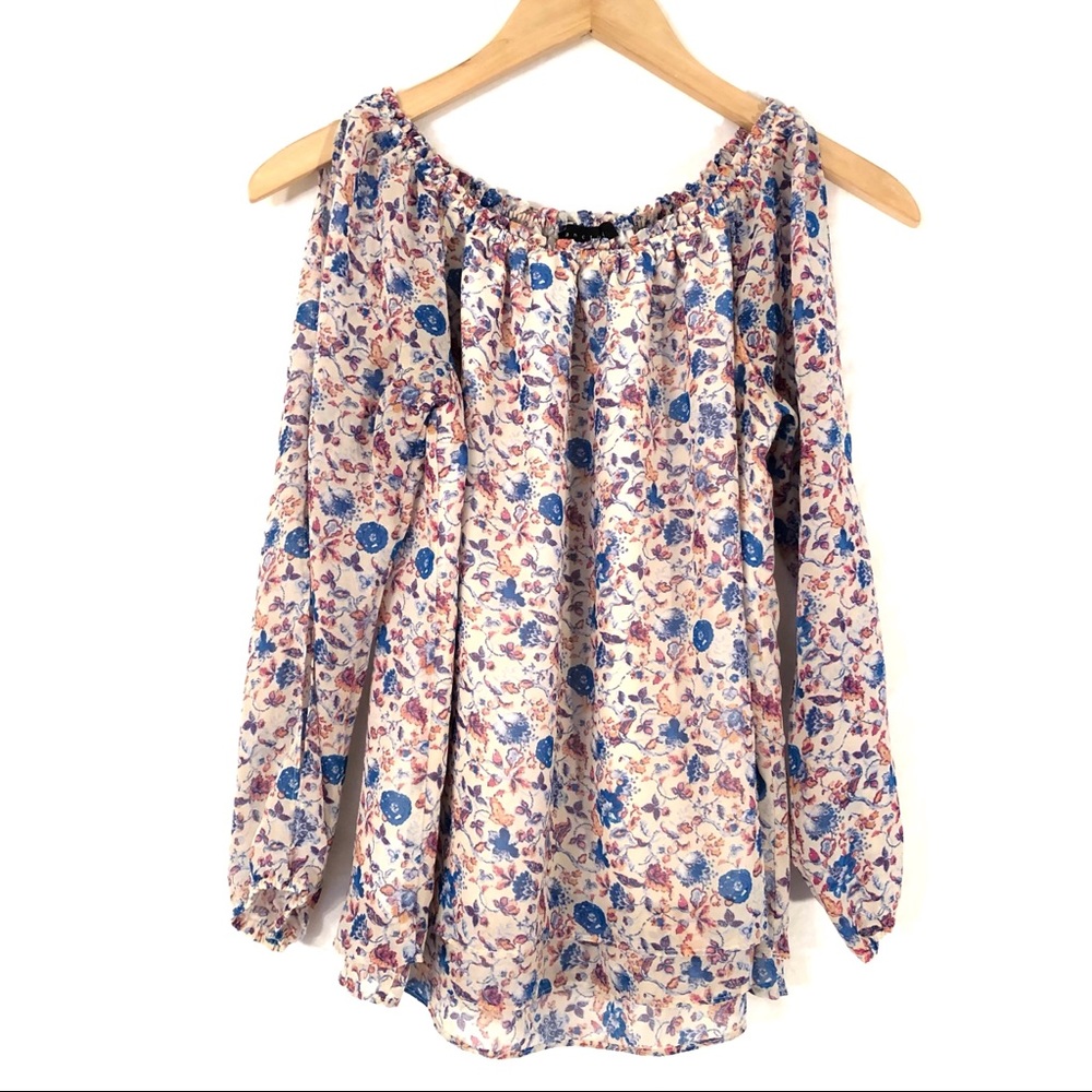 💙3/$25 NWOT ANTHRO SANCTUARY Floral Cold Shoulder Top- Sz XS